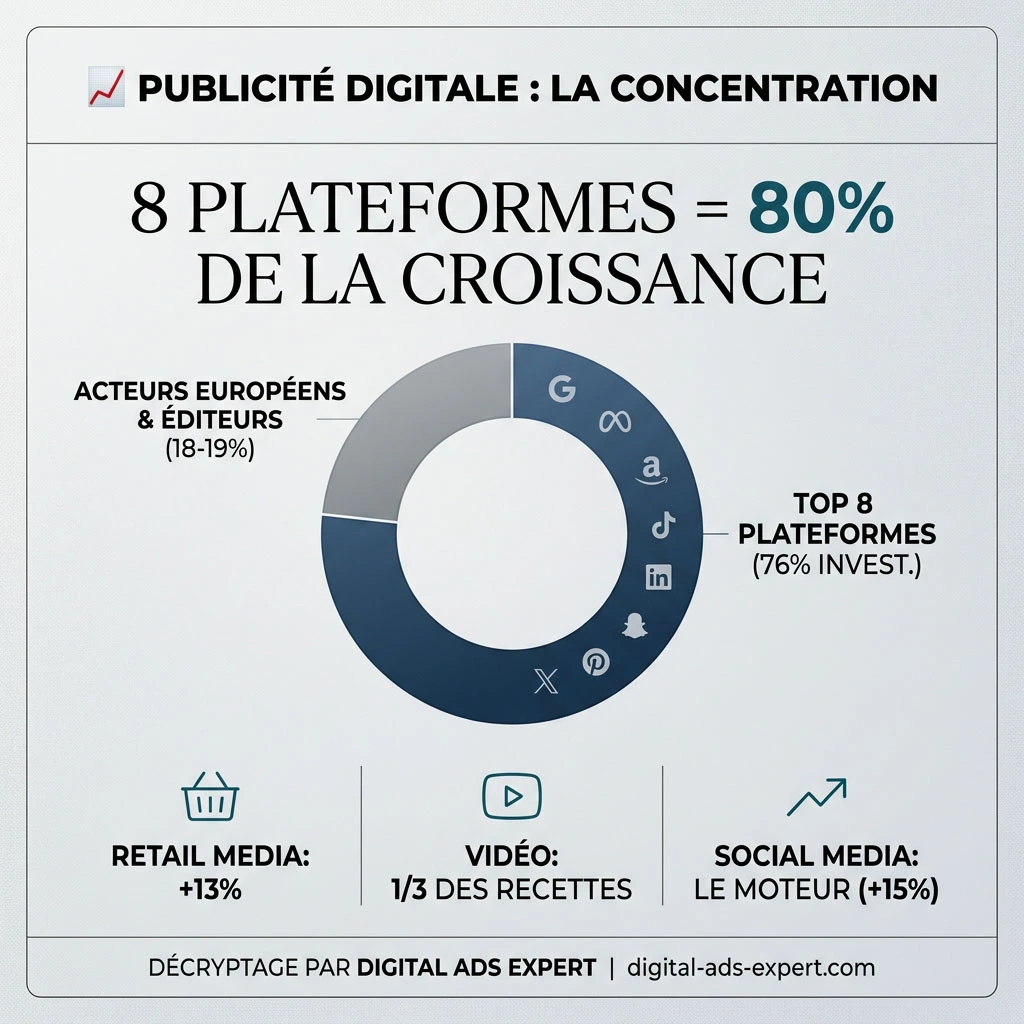 Publicité digitale : 8 géants se partagent 80 % de la croissance